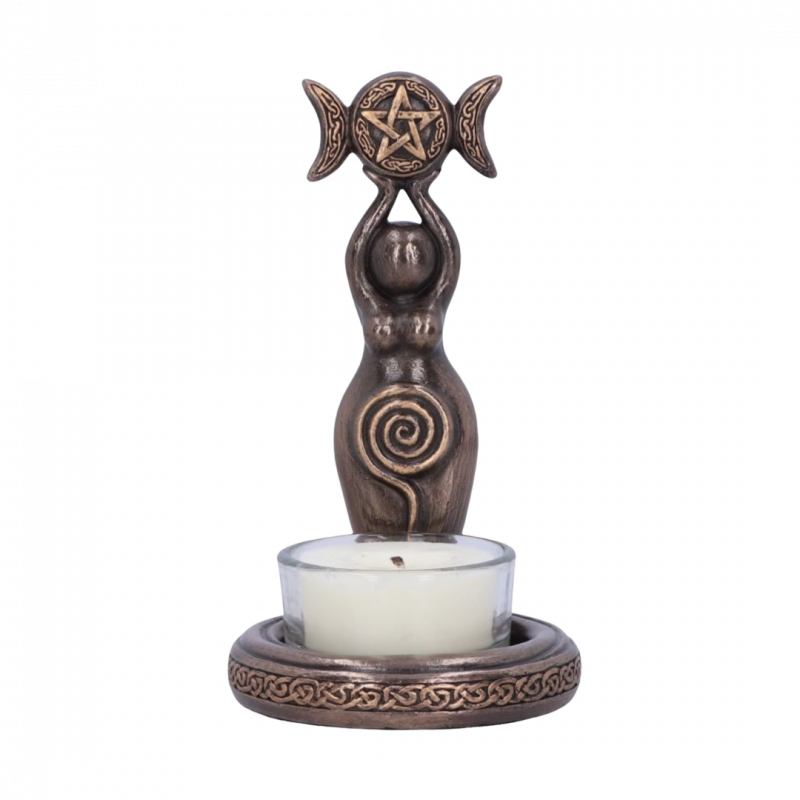 Statua porta candela triplice dea con spirale - 20,3 cm