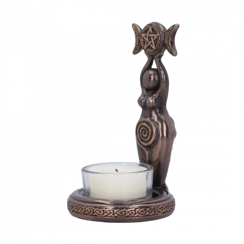 Statua porta candela triplice dea con spirale - 20,3 cm