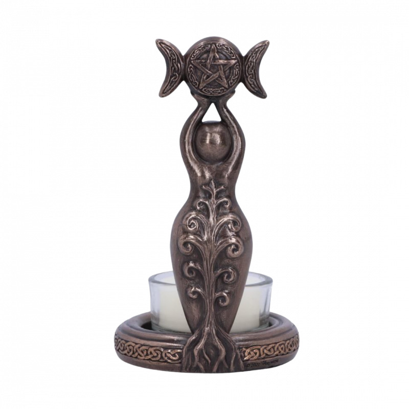 Statua porta candela triplice dea con spirale - 20,3 cm