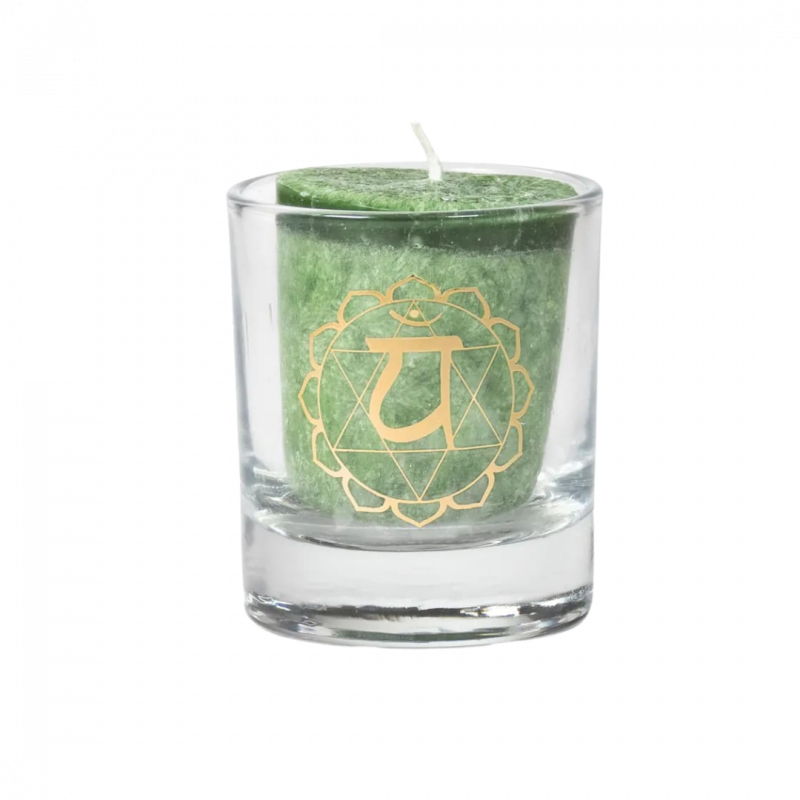 Candela yogi e yogini 4 chakra anahata in stearina 12 h - 4 x 4,5 cm
