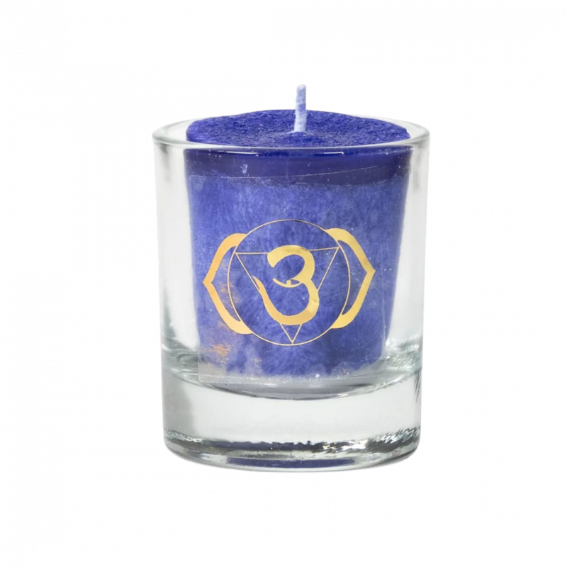 Candela yogi e yogini 6 chakra ajna in stearina 12 h - 4 x 4,5 cm