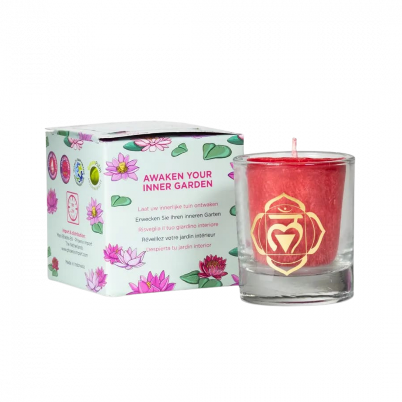 Candela yogi e yogini 1 chakra muladhara in stearina 12 h - 4 x 4,5 cm