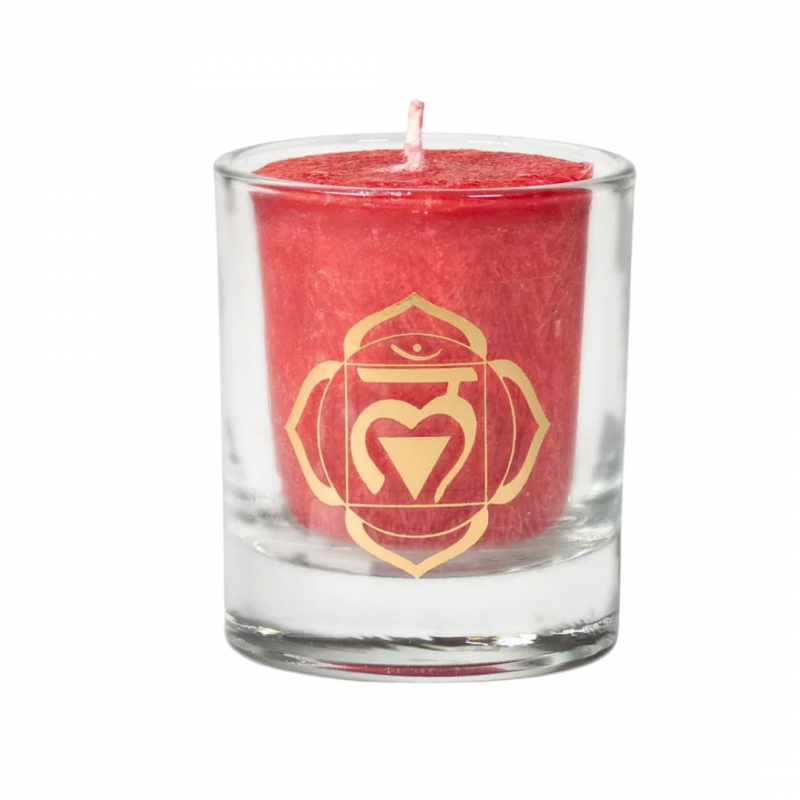 Candela yogi e yogini 1 chakra muladhara in stearina 12 h - 4 x 4,5 cm