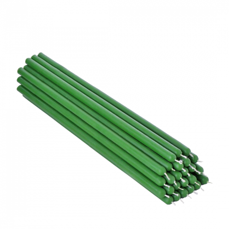 Candela classica in cera d'api verde - 25 x 2 cm