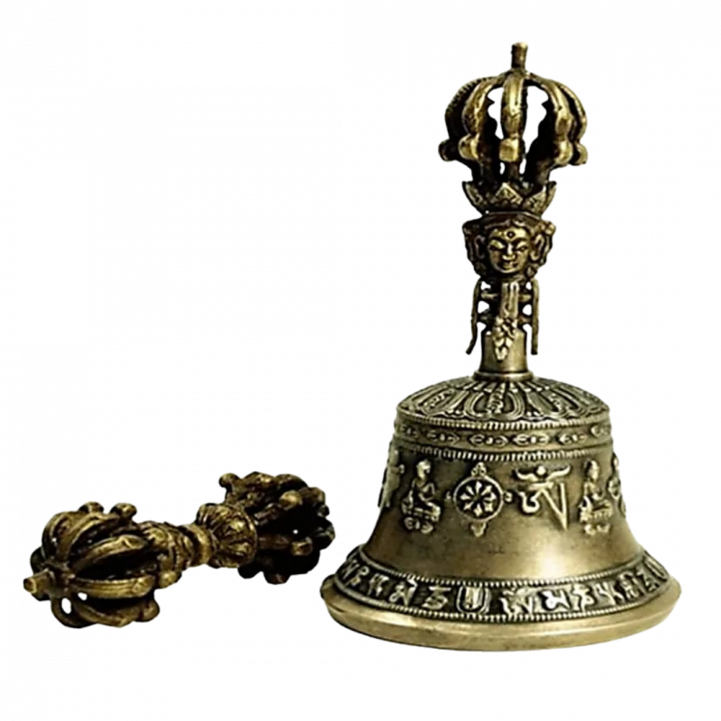 Dorje e campana in ottone 7x13.5 cm - 370 gr