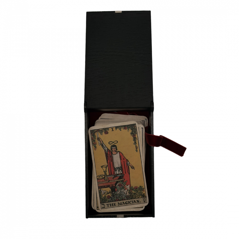 Cofanetto per tarocchi il diavolo in legno inciso nero - 10 x 16 x 5,5 cm