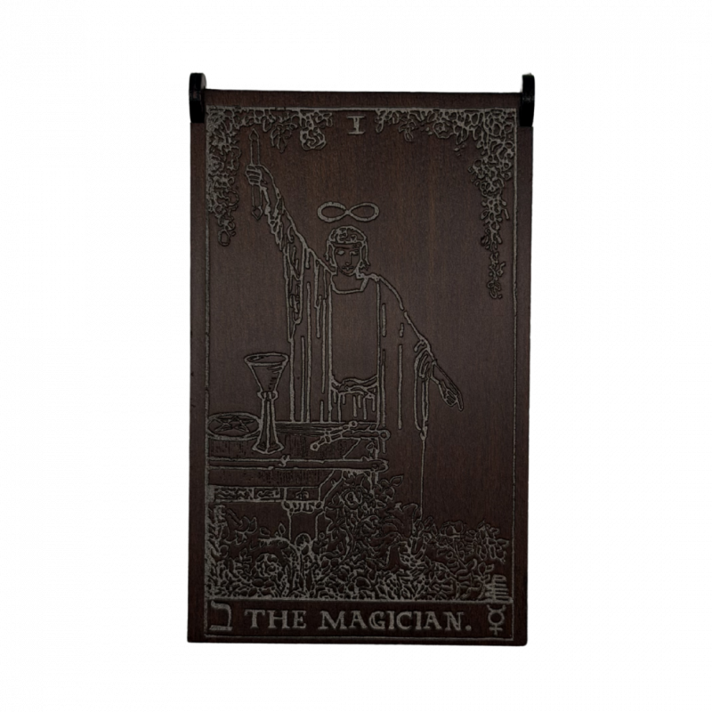 Cofanetto per tarocchi il mago in legno inciso marrone - 10 x 16 x 5,5 cm