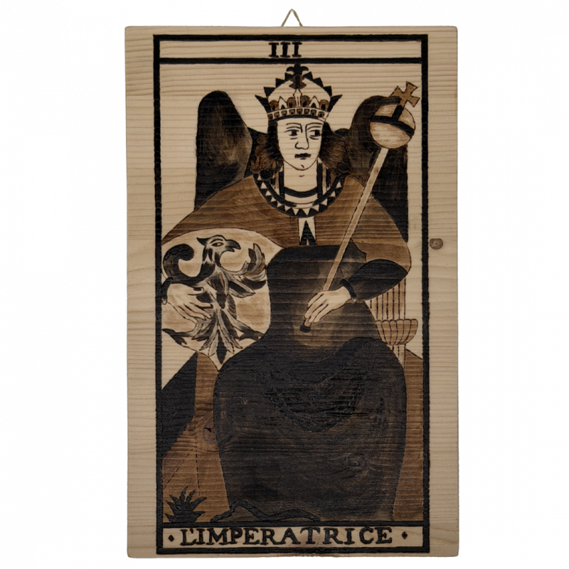 Tavola arcano imperatrice artigianale in legno inciso a mano - 30 x 18,5 cm