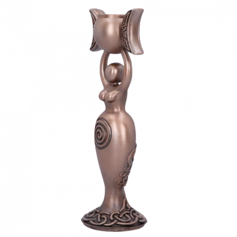 Statua porta candela triplice dea con spirale - 20,3 cm
