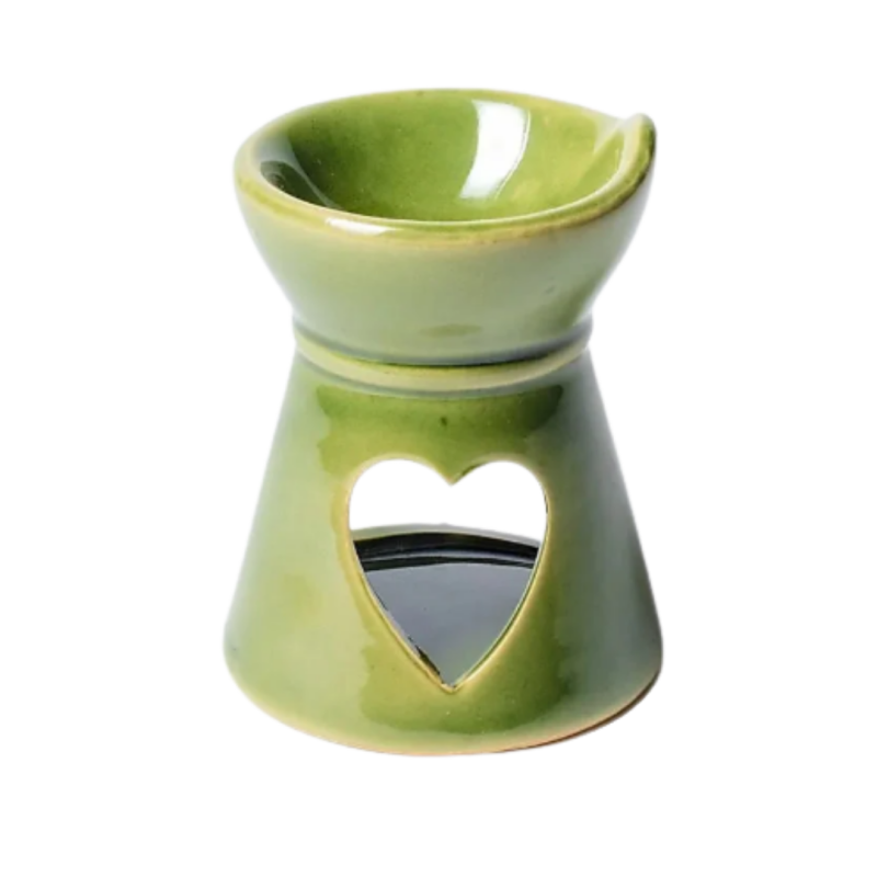 Brucia essenze verde con cuore - 8 cm