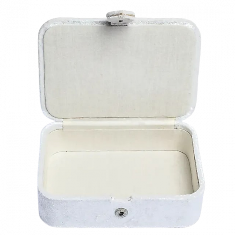 Scatola in velluto bianco con sole e luna - 11x15.5x5 cm