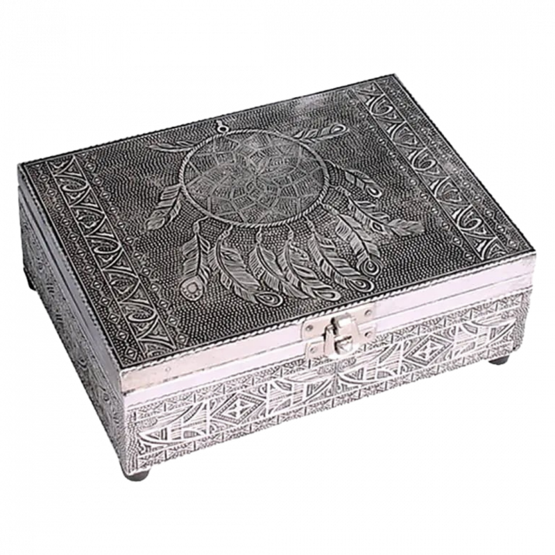 Scatola acchiappasogni rivestita in alluminio goffrato - 18x13x6 cm