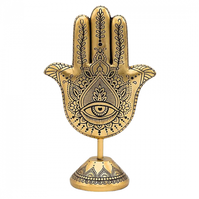 Statua mano di fatima color oro in poliresina - 14x7x23 cm