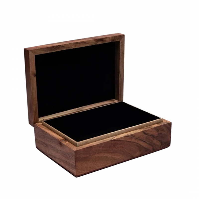 Scatola fiore di loto in legno intagliato - 17,5x13x6.5 cm