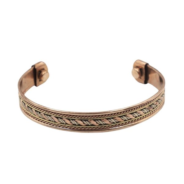 Bracciale rame treccia tre colori con magneti