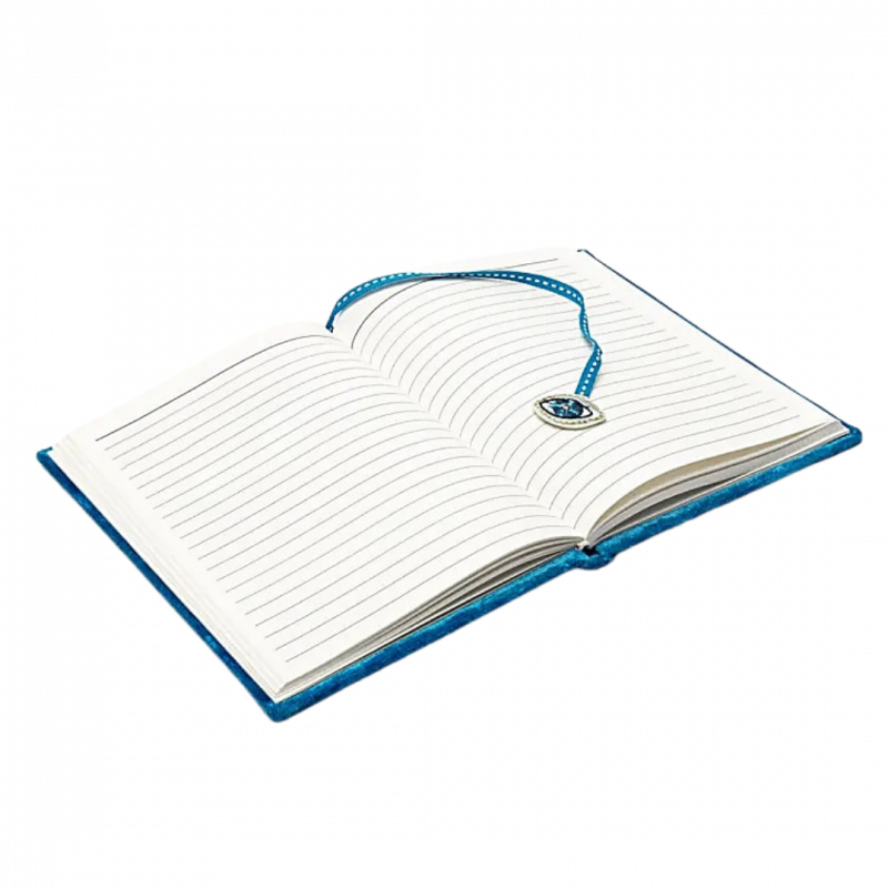 Quaderno in velluto azzurro con occhio della provvidenza 80 pp - 20x15 cm