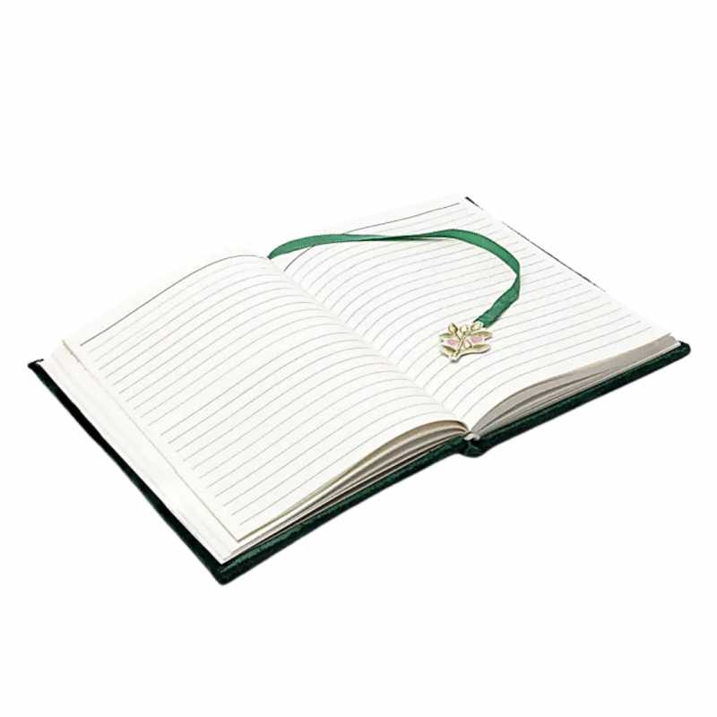 Quaderno in velluto verde con albero della vita 80 pp - 20x15 cm