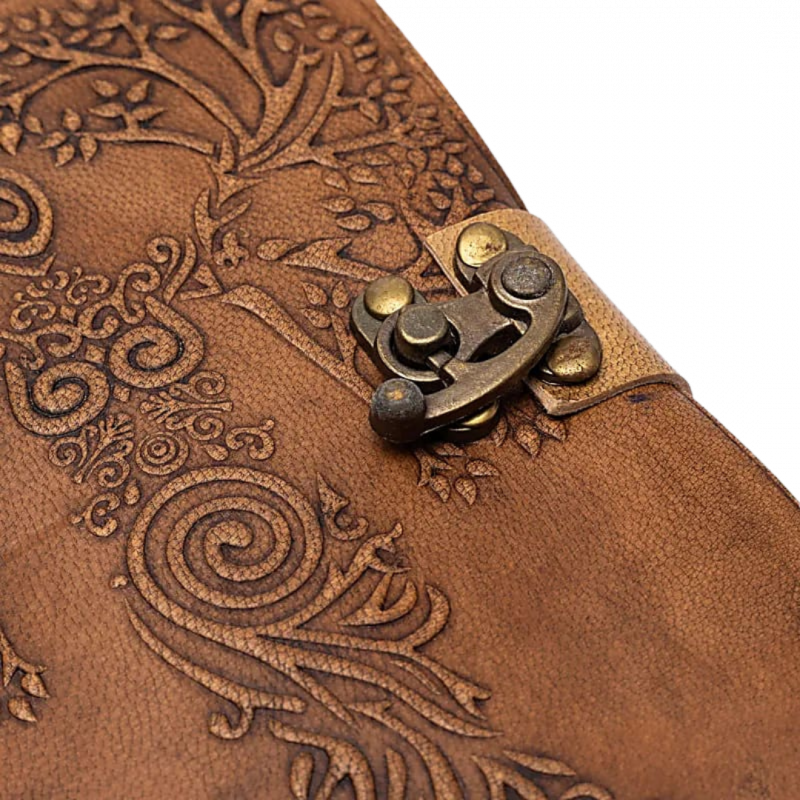 Quaderno dea e albero della vita in rilievo in similpelle 100 pp - 18x13 cm