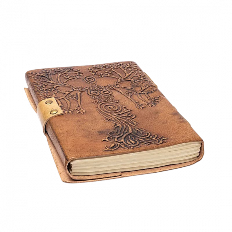 Quaderno dea e albero della vita in rilievo in similpelle 100 pp - 18x13 cm