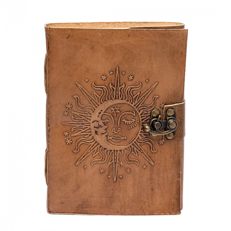 Quaderno sole e luna in rilievo in similpelle 100 pp - 18x13 cm