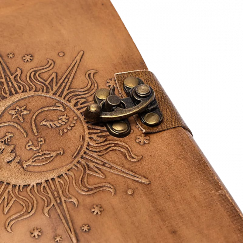 Quaderno sole e luna in rilievo in similpelle 100 pp - 18x13 cm