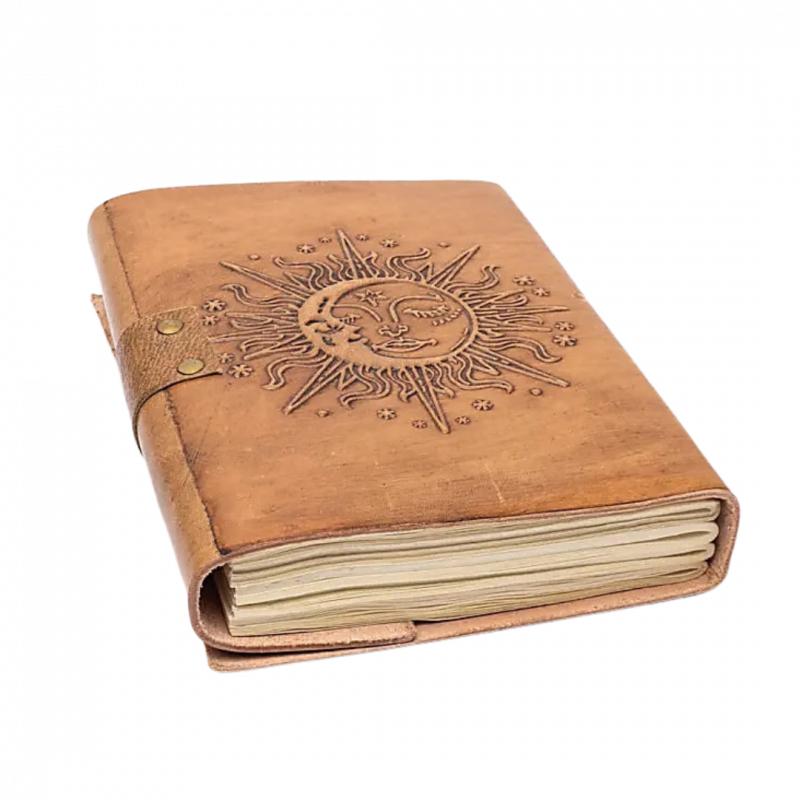 Quaderno sole e luna in rilievo in similpelle 100 pp - 18x13 cm