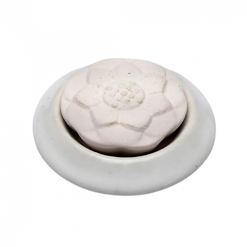 Diffusore loto in pietra per olio essenziale base bianca - 7,5 cm