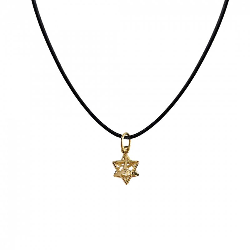 Pendente mini merkaba in argento dorato con cristallo interno - 8 mm