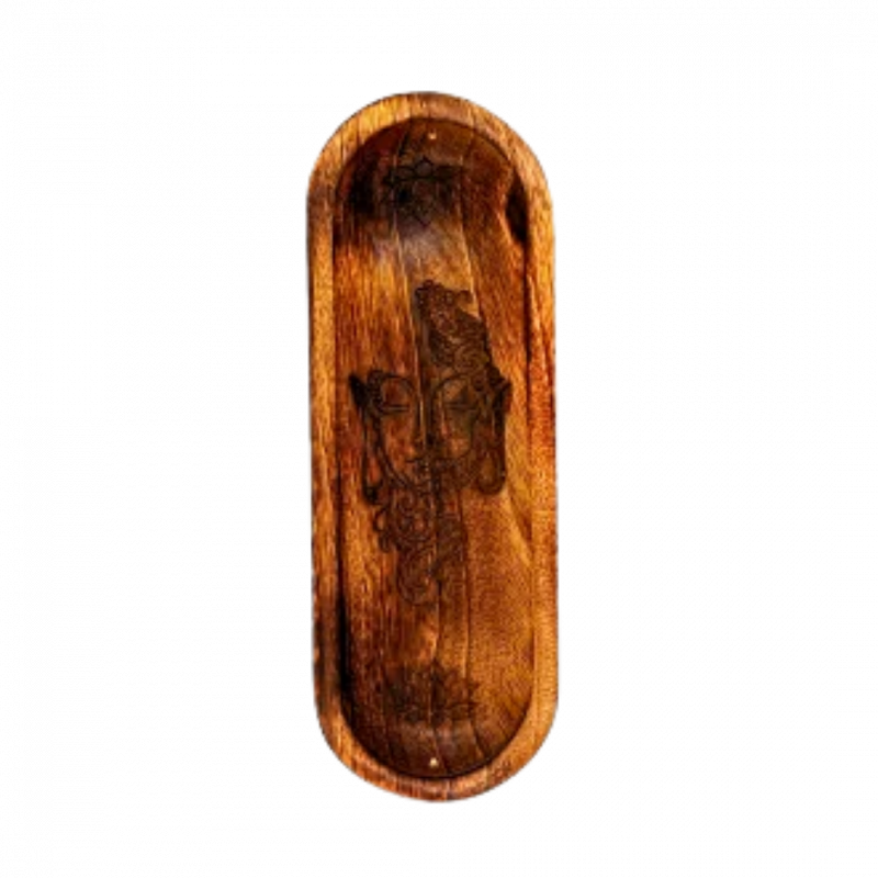 Brucia incenso buddha in legno di mango con intarsio - 28 cm
