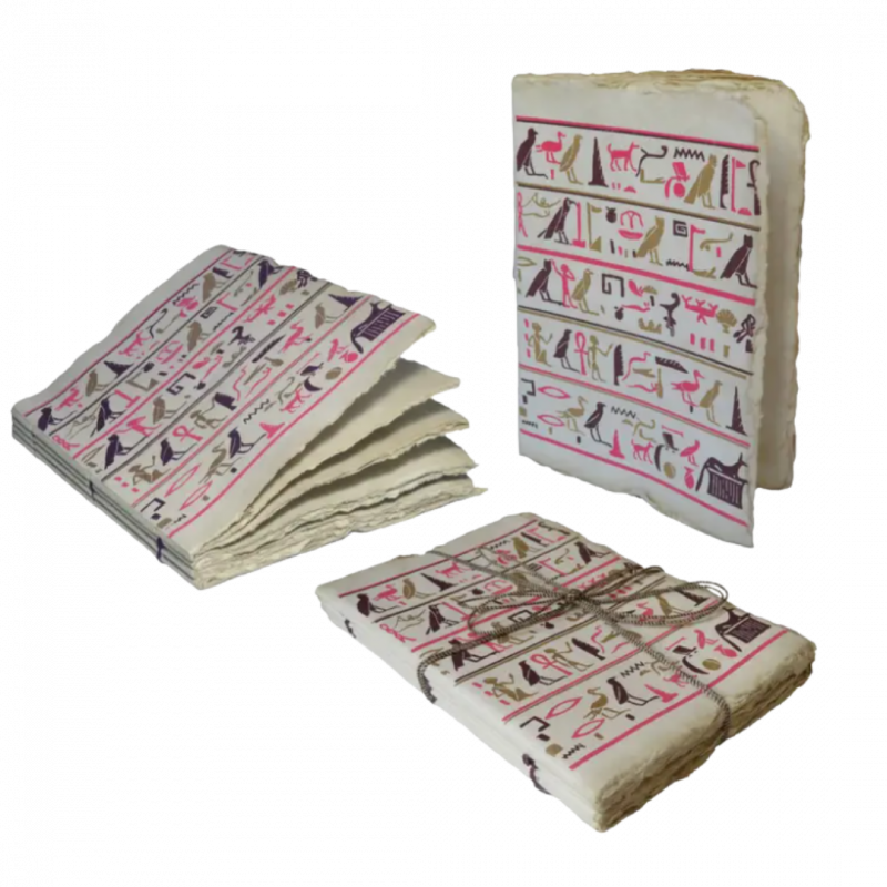 Quaderno geroglifici egizi rossi in carta pergamena - a5 15x20 cm