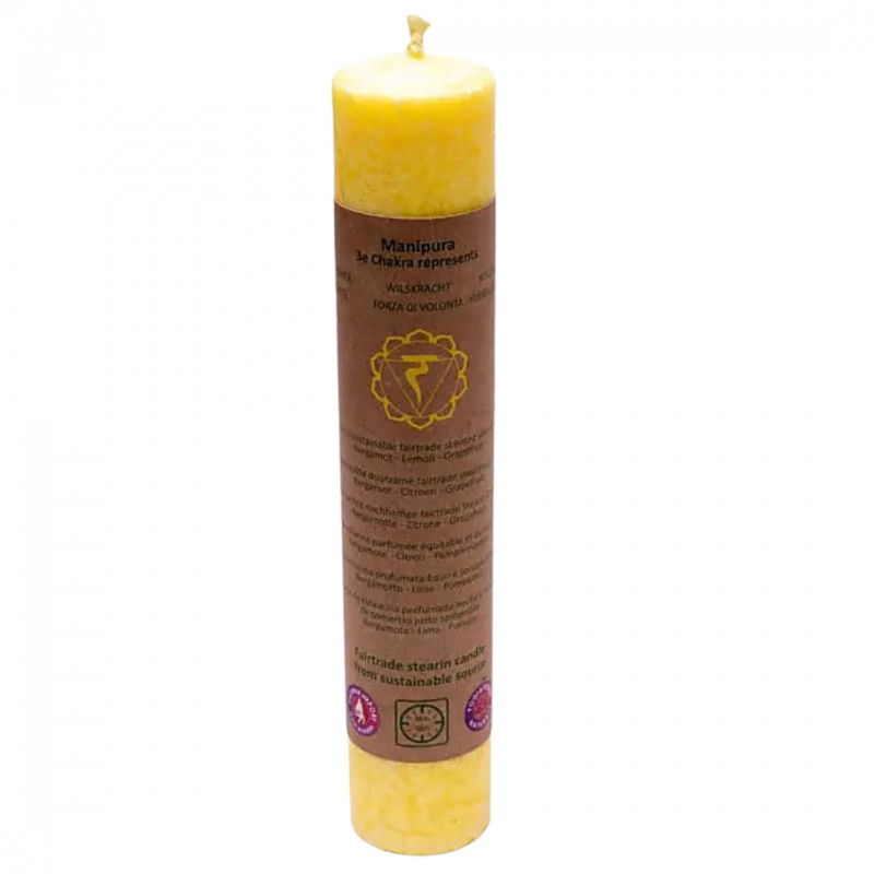 Candela yogi e yogini 3° chakra - bergamotto limone pompelmo - 20 cm