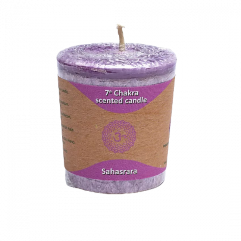 Candela yogi e yogini 7 chakra sahasrara in stearina 12 h - 4 x 4,5 cm
