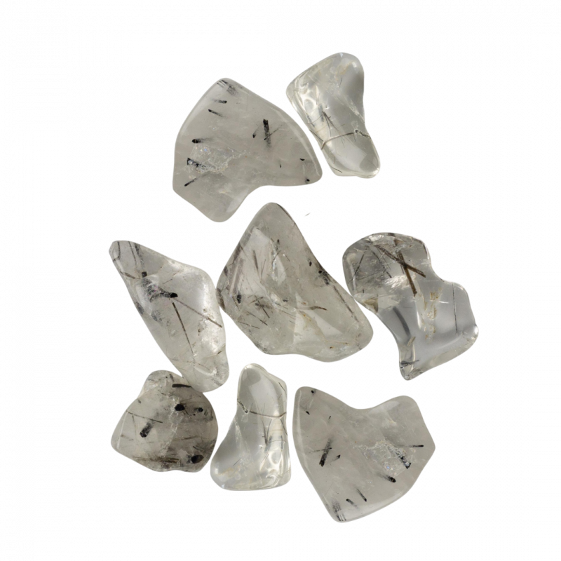 Quarzo tormalinato burattato