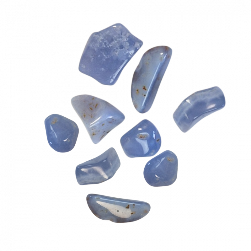 Calcedonio blu burattato