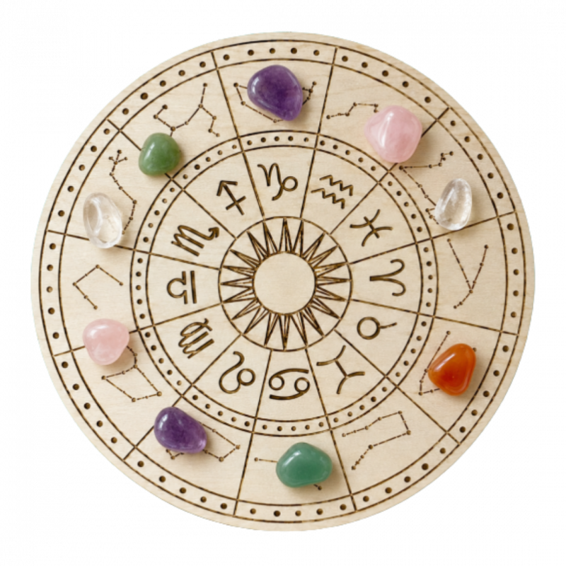 Griglia di cristalli zodiaco in legno - 24 cm