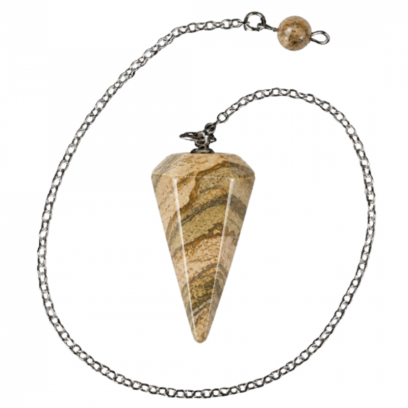 Pendolo cono riolite diaspro paesaggio - 3 cm