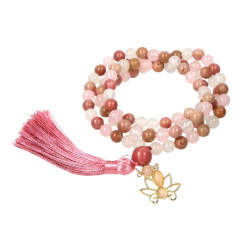 Mala rodonite/quarzo rosa/agata bianca - 8 mm