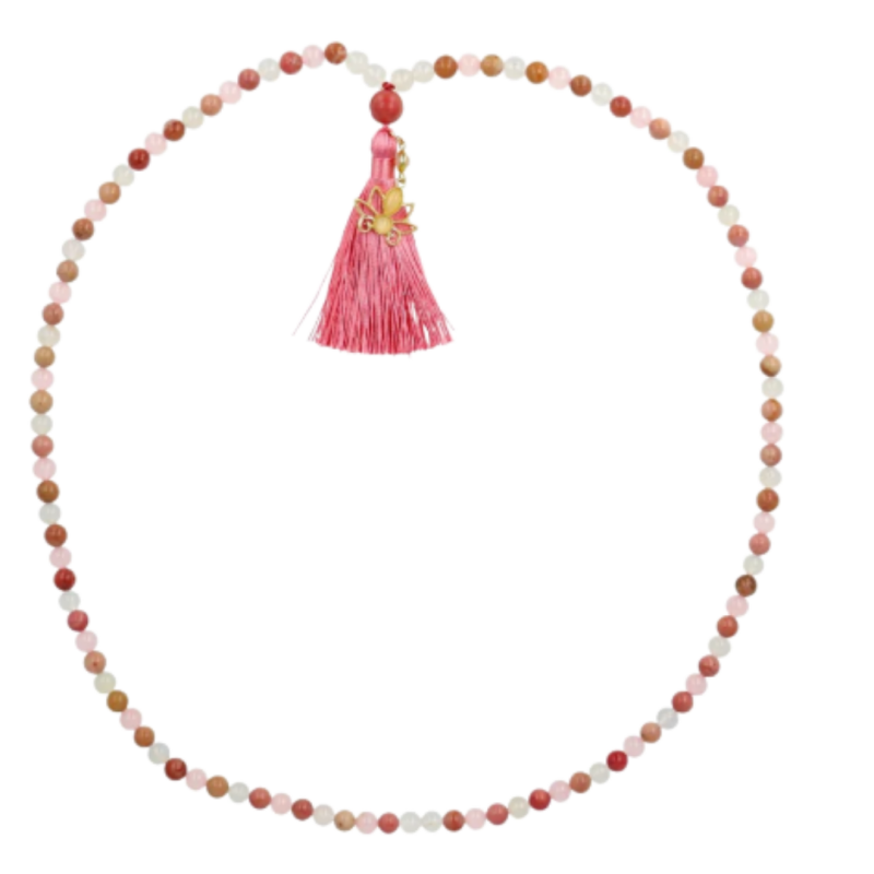 Mala rodonite/quarzo rosa/agata bianca - 8 mm