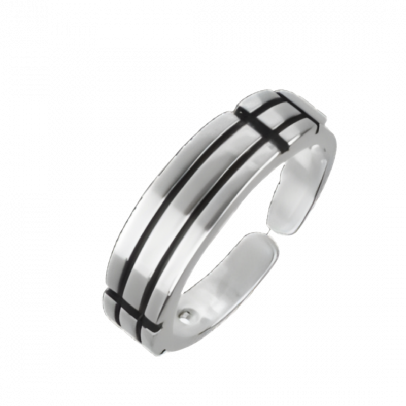 Anello atlantide large in ottone placcato argento