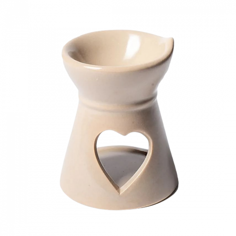 Brucia essenze beige con cuore - 8 cm