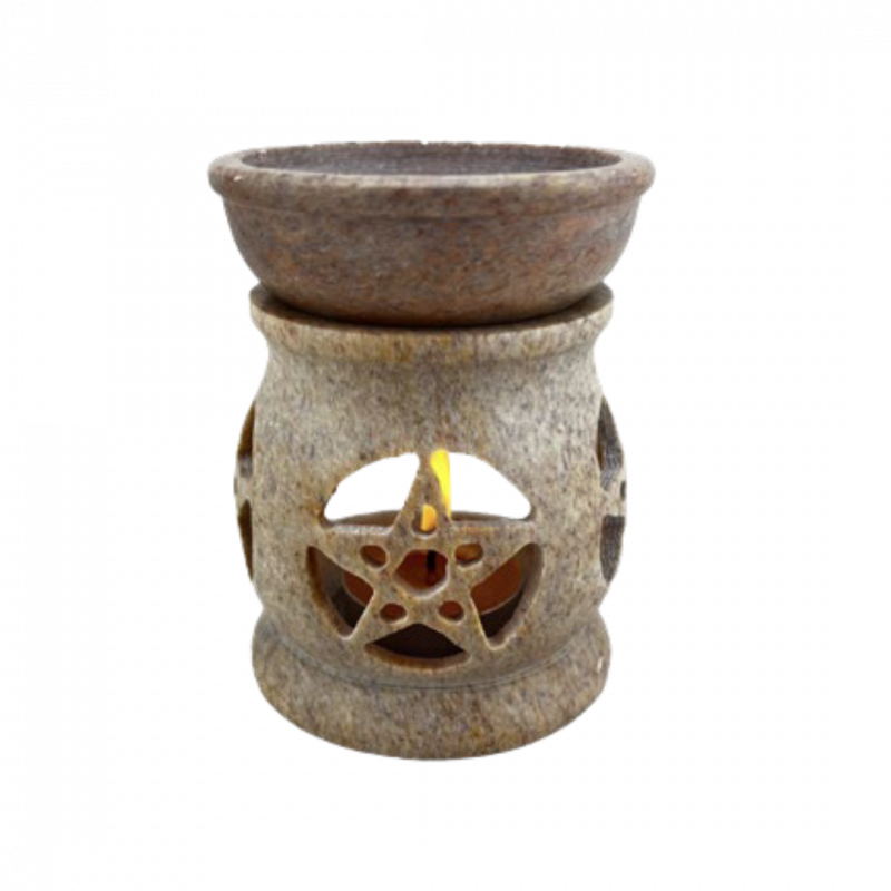 Brucia essenze pentagramma in pietra ollare - 10 cm