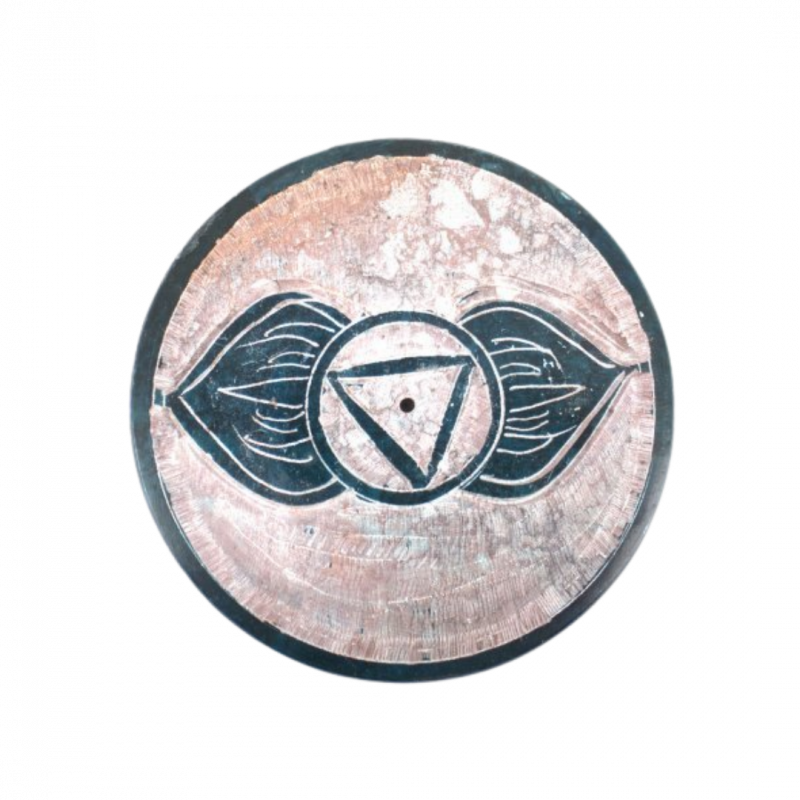 Brucia incenso 6 chakra a piattino in pietra - 8 cm