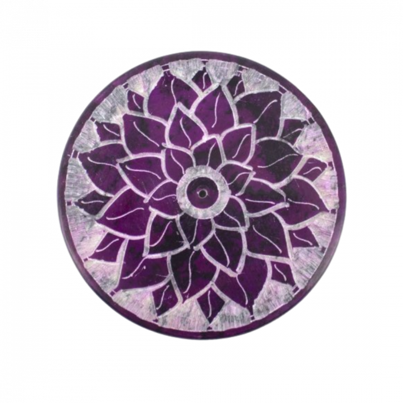 Brucia incenso 7 chakra a piattino in pietra - 8 cm