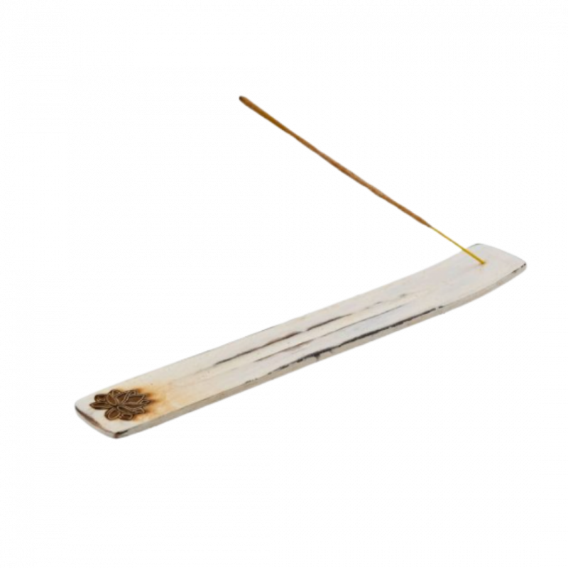 Brucia incenso a barchetta wash bianco in legno di mango anima - 25 cm