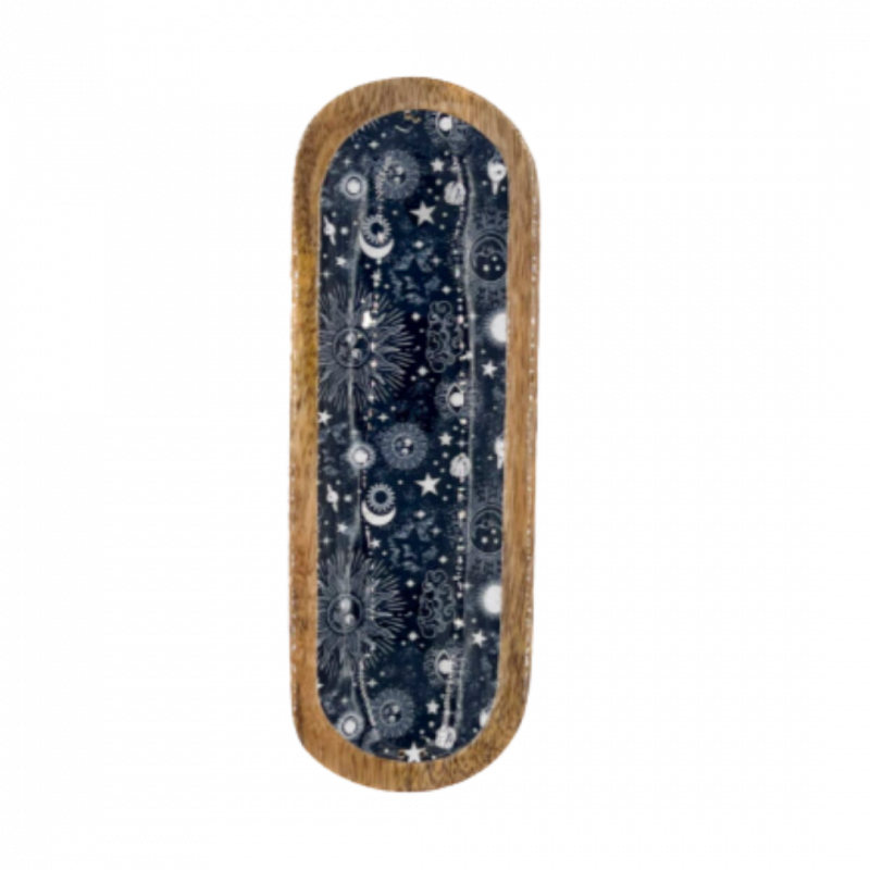 Brucia incenso sole luna in legno di mango - 28 cm