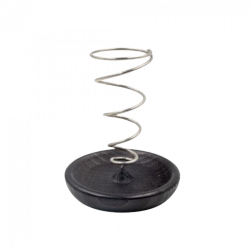 Bruciatore spirale per smudge con base nera in legno di faggio - 8,5 cm