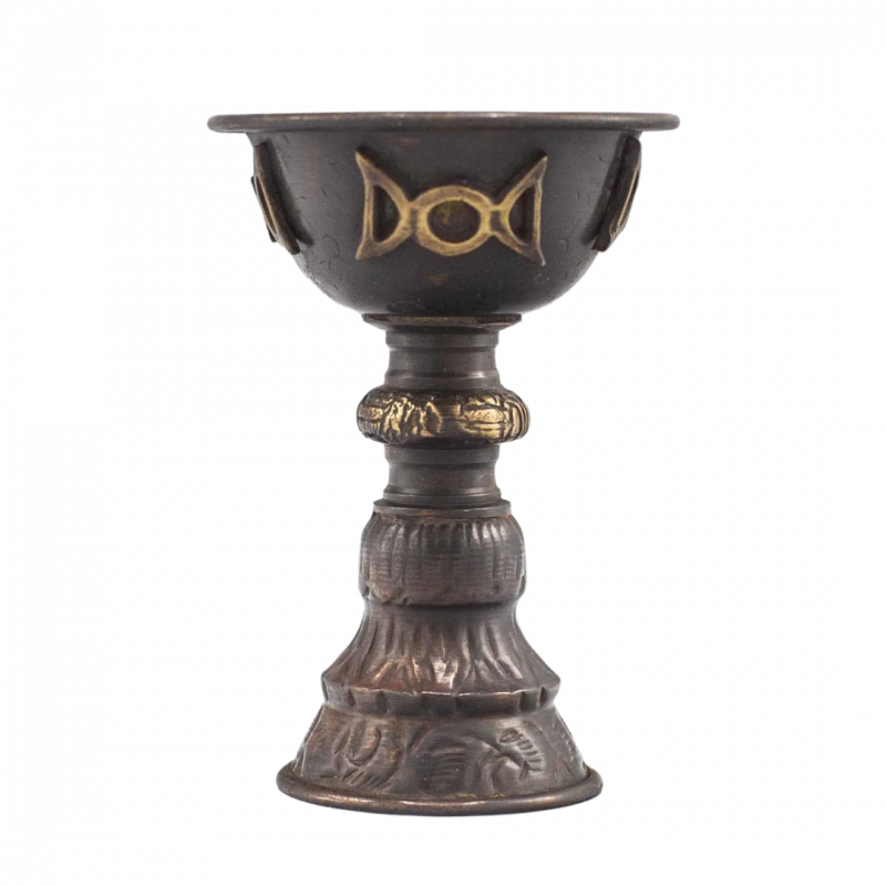 Calice rituale tripla luna in rame antico - 12 cm