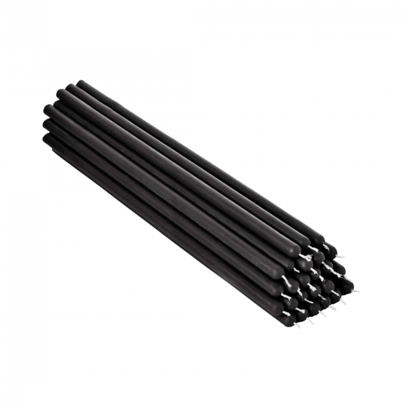 Candela classica in cera d'api nera - 25 x 2 cm