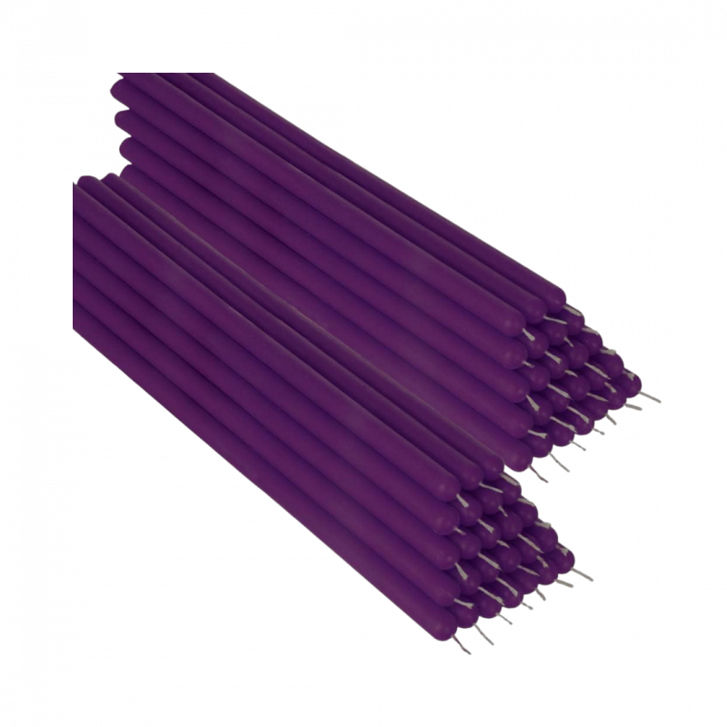 Candela classica in cera d'api viola - 25 x 2 cm