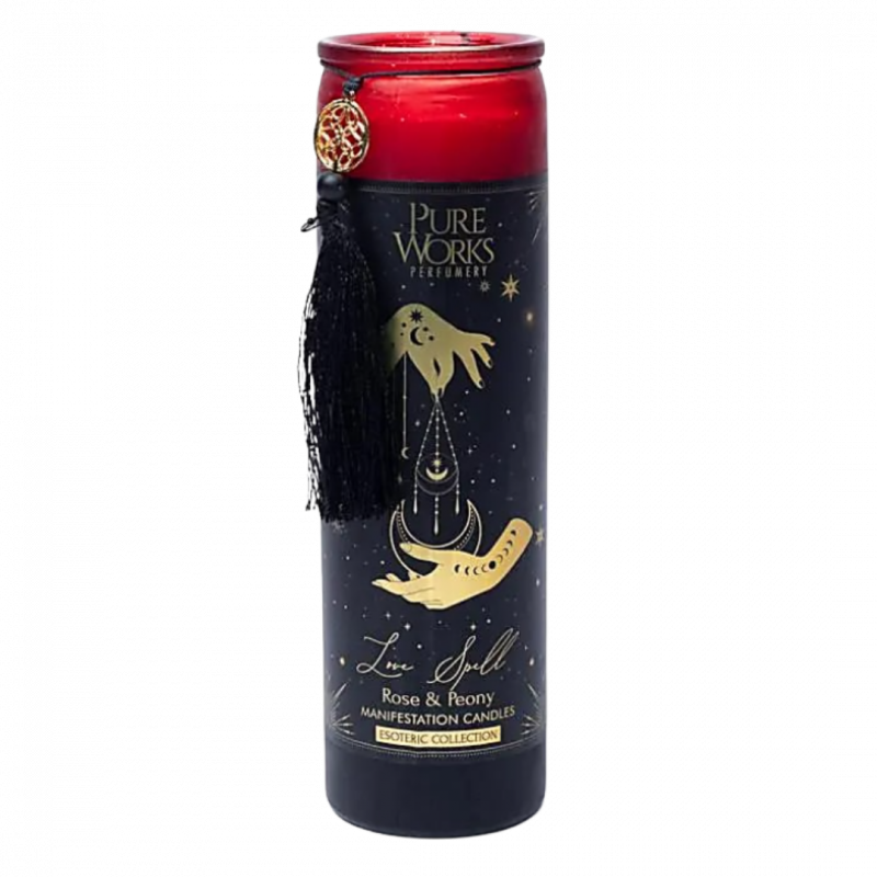 Candela d'intenti pure works con nappina incantesimo d'amore in vetro - 80 h